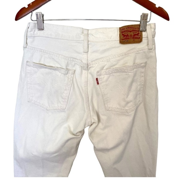 LEVI'S 501 Original Fit White Distressed Straight Leg Jeans - Picture 10 of 15